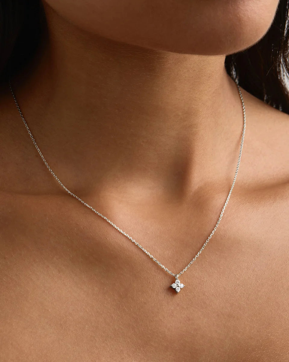 By Charlotte - Crystal Bloom Necklace - Silver