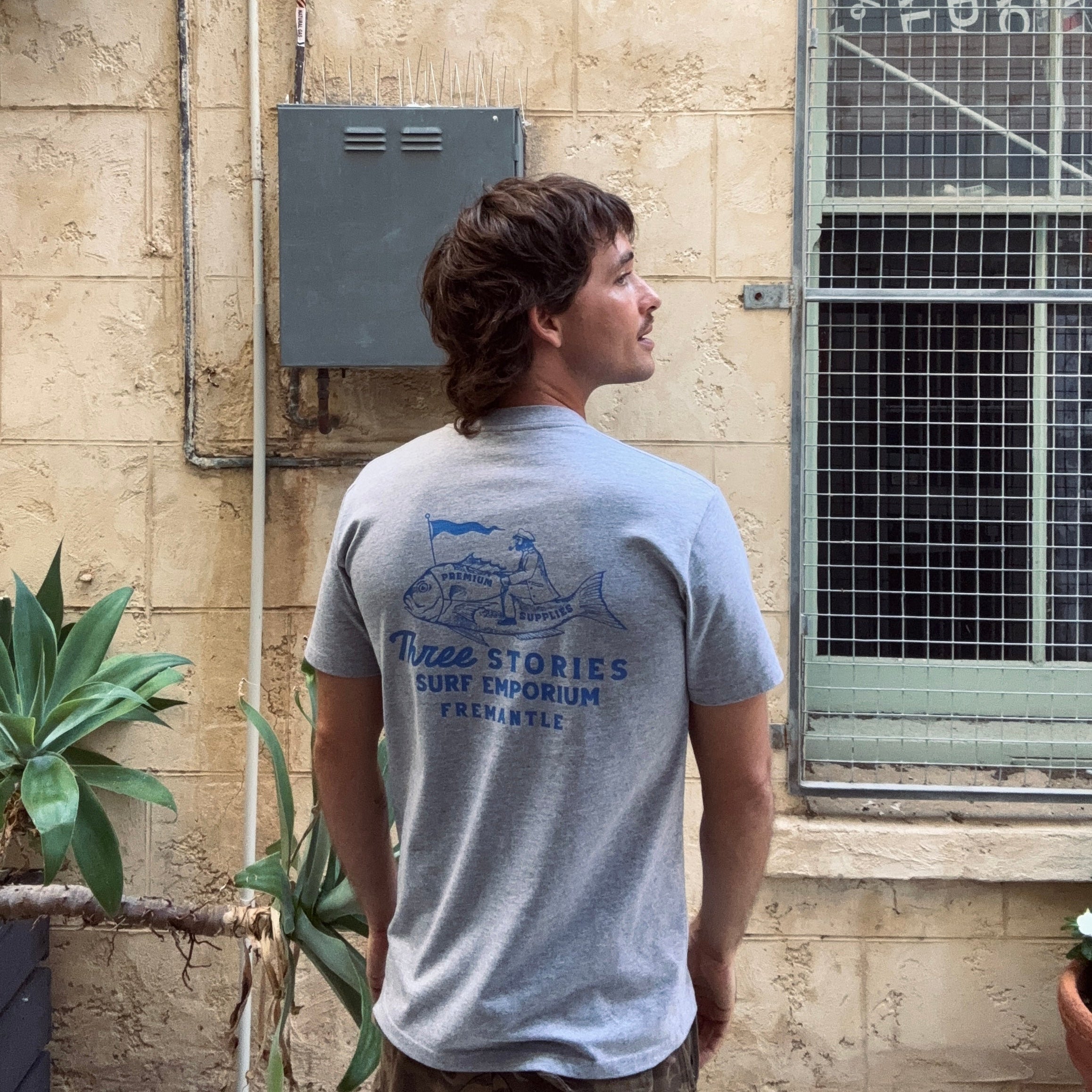Three Stories - FisherMAN Classic Tee - Grey Marle