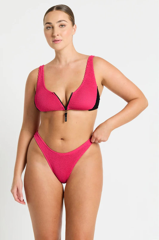 Bound Swimwear - Splice Scout Crop - Raspberry Black