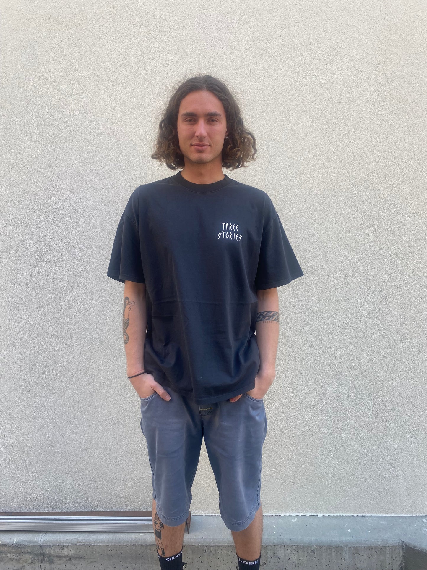 Three Stories - Logo Heavy Tee - Faded Black