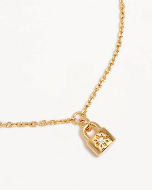 By Charlotte - Crystal Lotus Padlock Bracelet - Gold