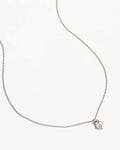 By Charlotte - Crystal Lotus Heart Padlock Necklace - Silver