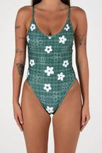 Inner Relm - Poolside One Piece - Gingham Green