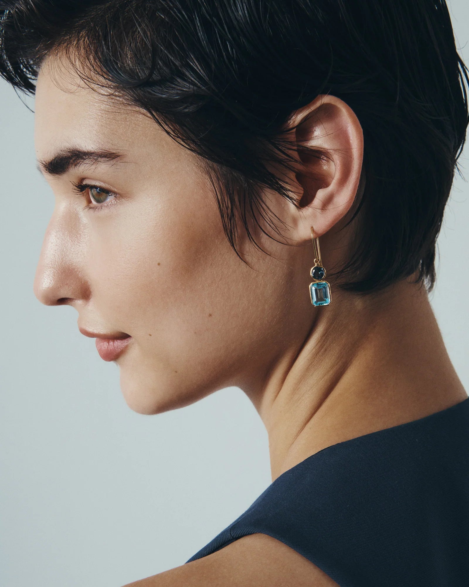 Temple Of The Sun - Aqua Earrings - Gold