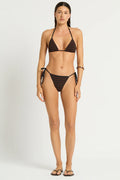 Bond-Eye Swim - Anisha Brief - Carob/Black Dot Stripe