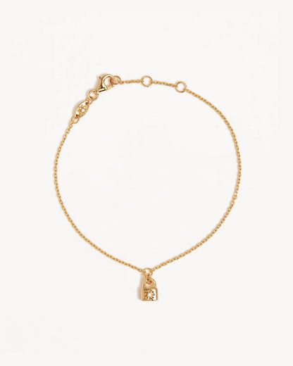 By Charlotte - Crystal Lotus Padlock Bracelet - Gold