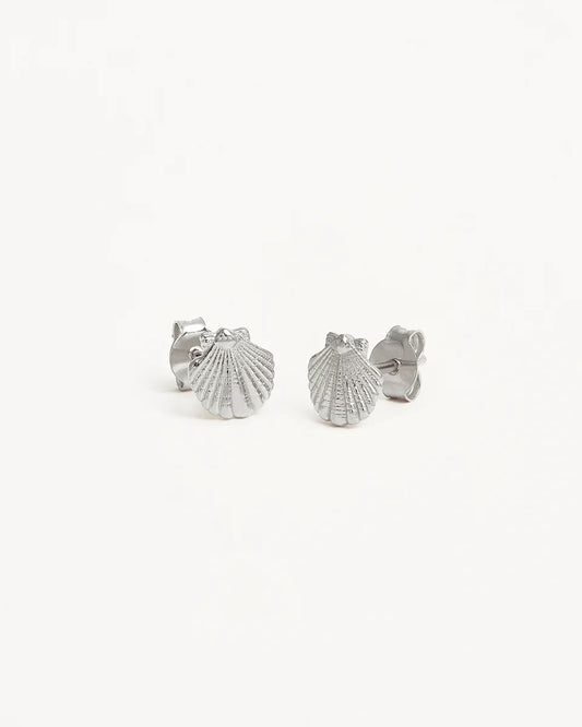 By Charlotte - By The Shore Shell Stud Earrings - Silver