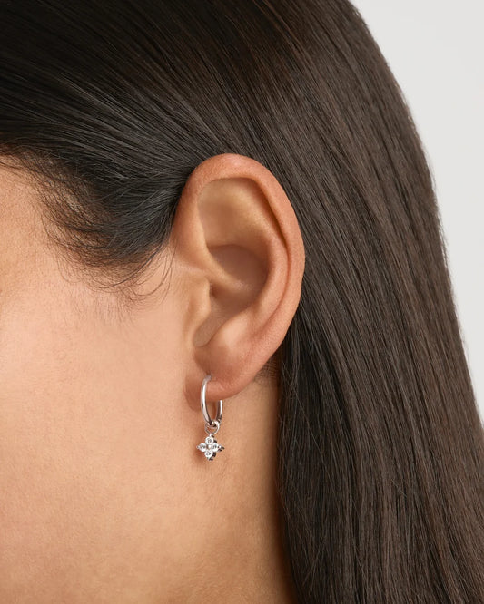 By Charlotte - Crystal Bloom Hoops - Silver