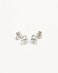 By Charlotte - Crystal Lotus Padlock Earrings - Silver
