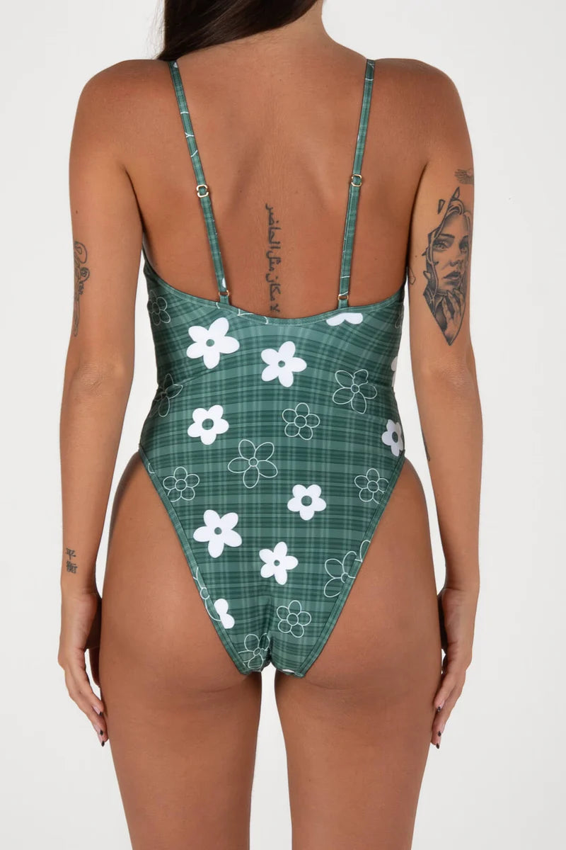 Inner Relm - Poolside One Piece - Gingham Green