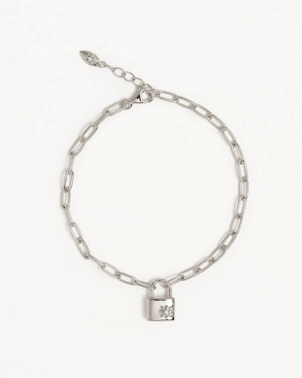 By Charlotte - Promise of Us Lotus Padlock Bracelet - Silver