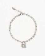 By Charlotte - Promise of Us Lotus Padlock Bracelet - Silver