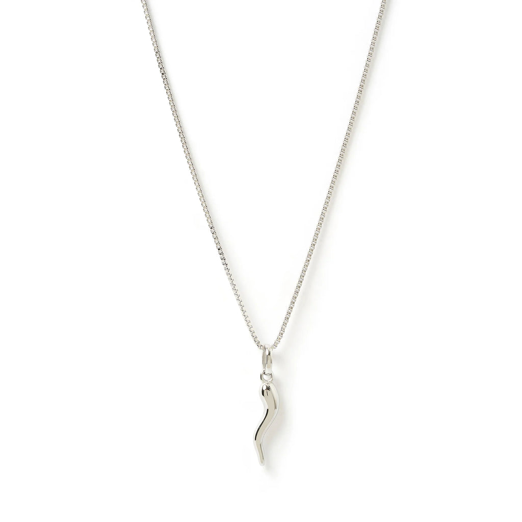 Arms Of Eve - Cornicello Red Charm Necklace - Silver