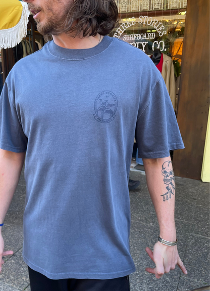 Three Stories - Coastal Heavy Tee - Faded Indigo / Sky Blue