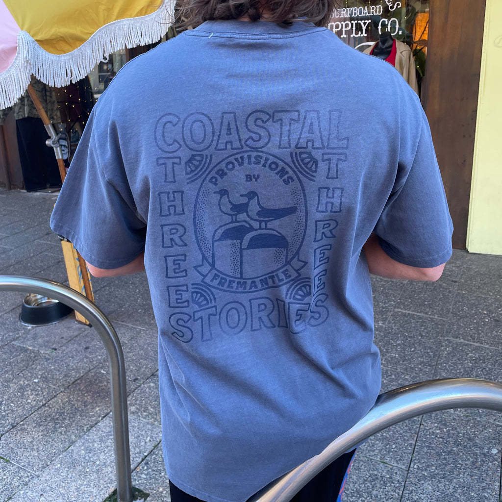 Three Stories - Coastal Heavy Tee - Faded Indigo / Powder Blue