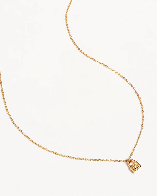 By Charlotte - Crystal Lotus Padlock Necklace - Gold