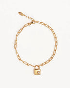 By Charlotte - Promise of Us Lotus Padlock Bracelet - Gold