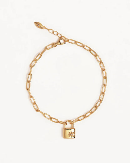 By Charlotte - Promise of Us Lotus Padlock Bracelet - Gold