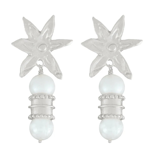 Cleopatra's Bling - Albedo Earrings in Pearl - Silver