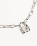 By Charlotte - Promise of Us Lotus Padlock Bracelet - Silver