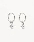By Charlotte - Crystal Bloom Hoops - Silver