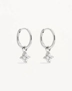 By Charlotte - Crystal Bloom Hoops - Silver