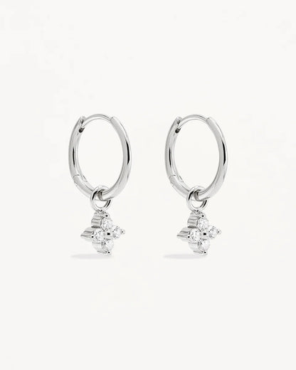 By Charlotte - Crystal Bloom Hoops - Silver