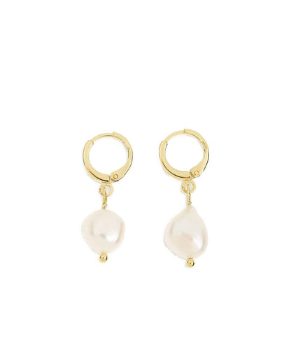 Arms Of Eve - Cosette Freshwater Pearl Hoop Huggies - Gold