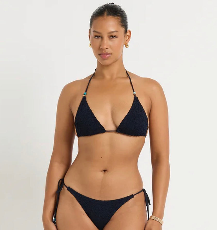 Bond-Eye Swim - Beaded Tie Side Vista Brief - Onyx Leopard Jacquard