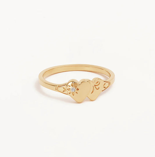 By Charlotte - Forever Intertwined Heart Signet Ring - Gold