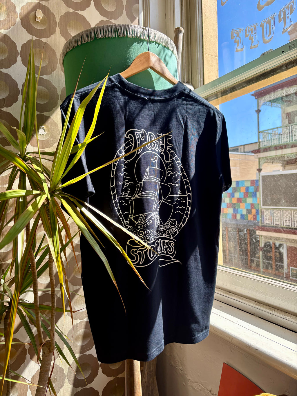 Three Stories - Tall Ship Tee - Navy