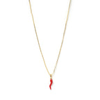 Arms Of Eve - Cornicello Red Charm Necklace - Gold