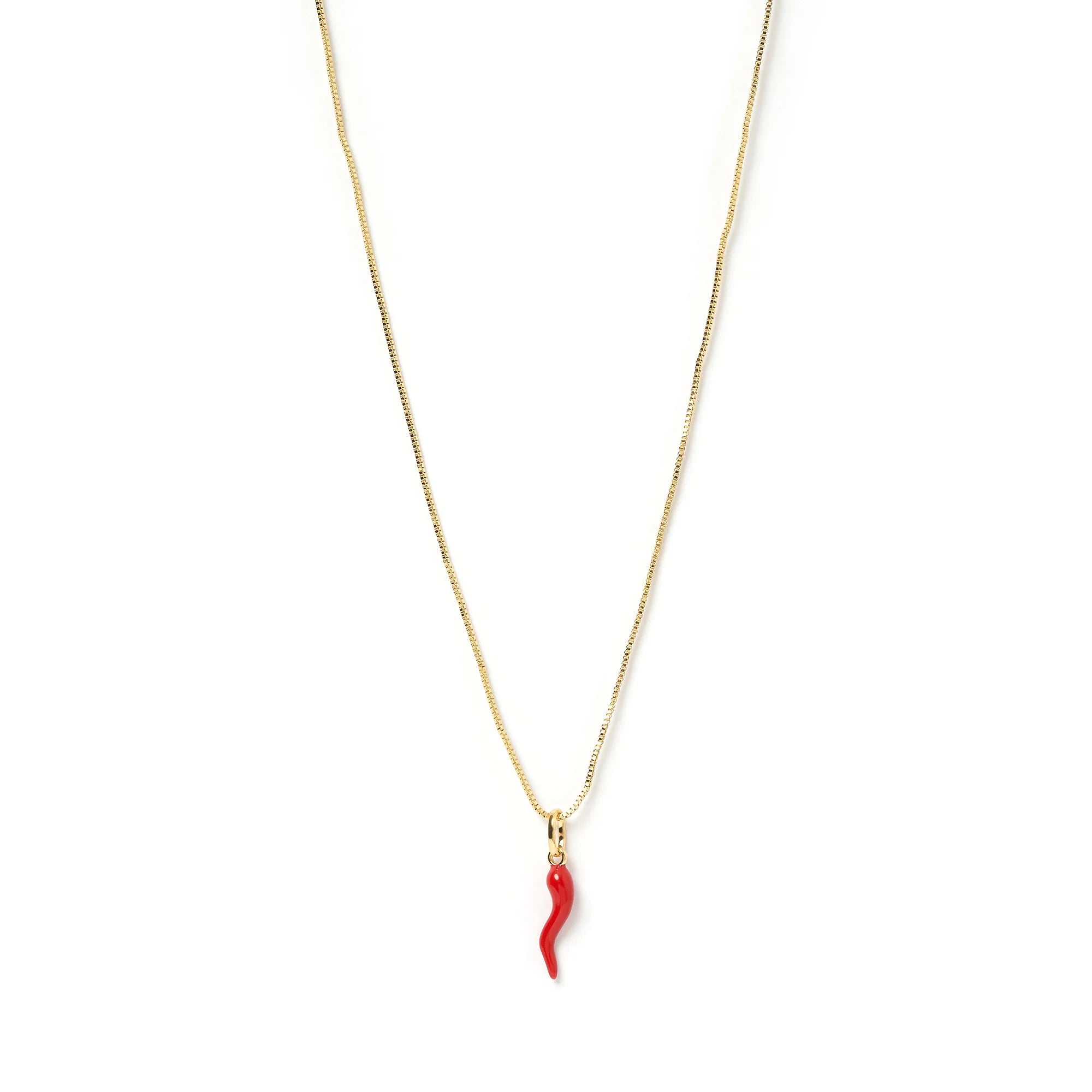 Arms Of Eve - Cornicello Red Charm Necklace - Gold