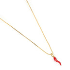 Arms Of Eve - Cornicello Red Charm Necklace - Gold