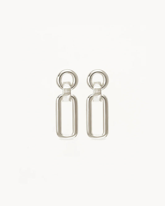 By Charlotte - Shield Drop Earrings - Silver