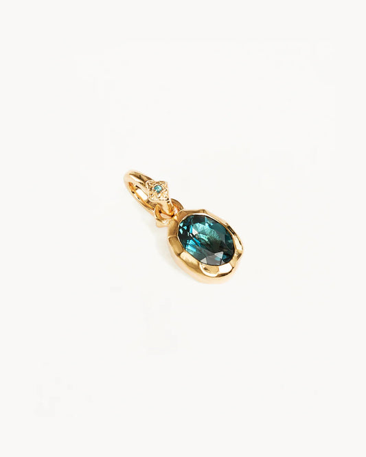 By Charlotte - Sacred Jewel Topaz Pendant - Ocean / Gold