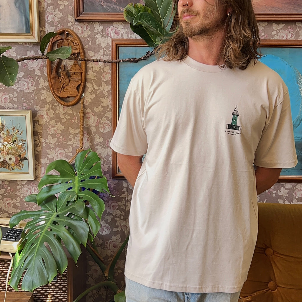 Three Stories - Crane Minus Tee - Faded Bone