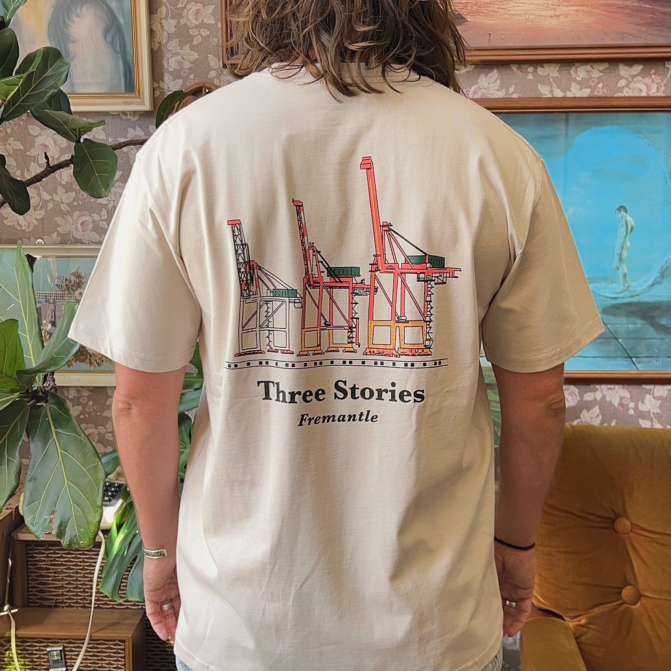 Three Stories - Crane Minus Tee - Faded Bone