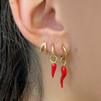 Arms of Eve - Cornicello Red Chilli Charm Earrings Small (Pair) - Gold
