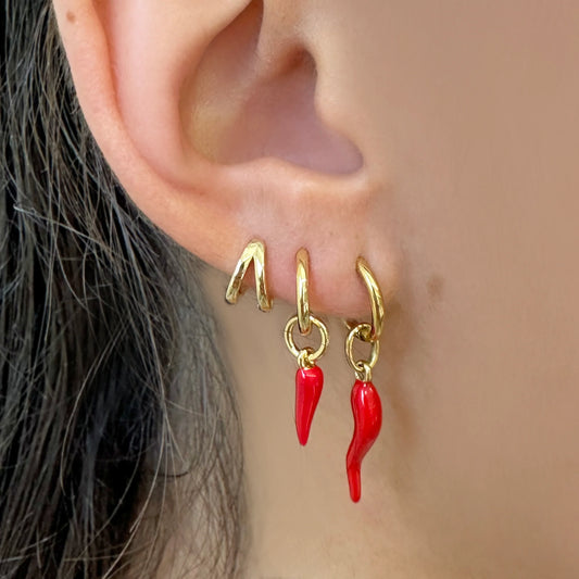Arms of Eve - Cornicello Red Chilli Charm Earrings Small (Pair) - Gold