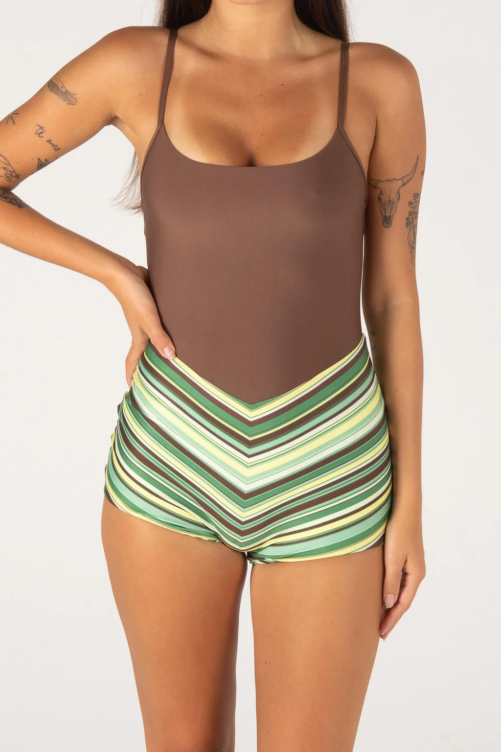 Inner Relm - Holiday Surf Suit - Green Stripe