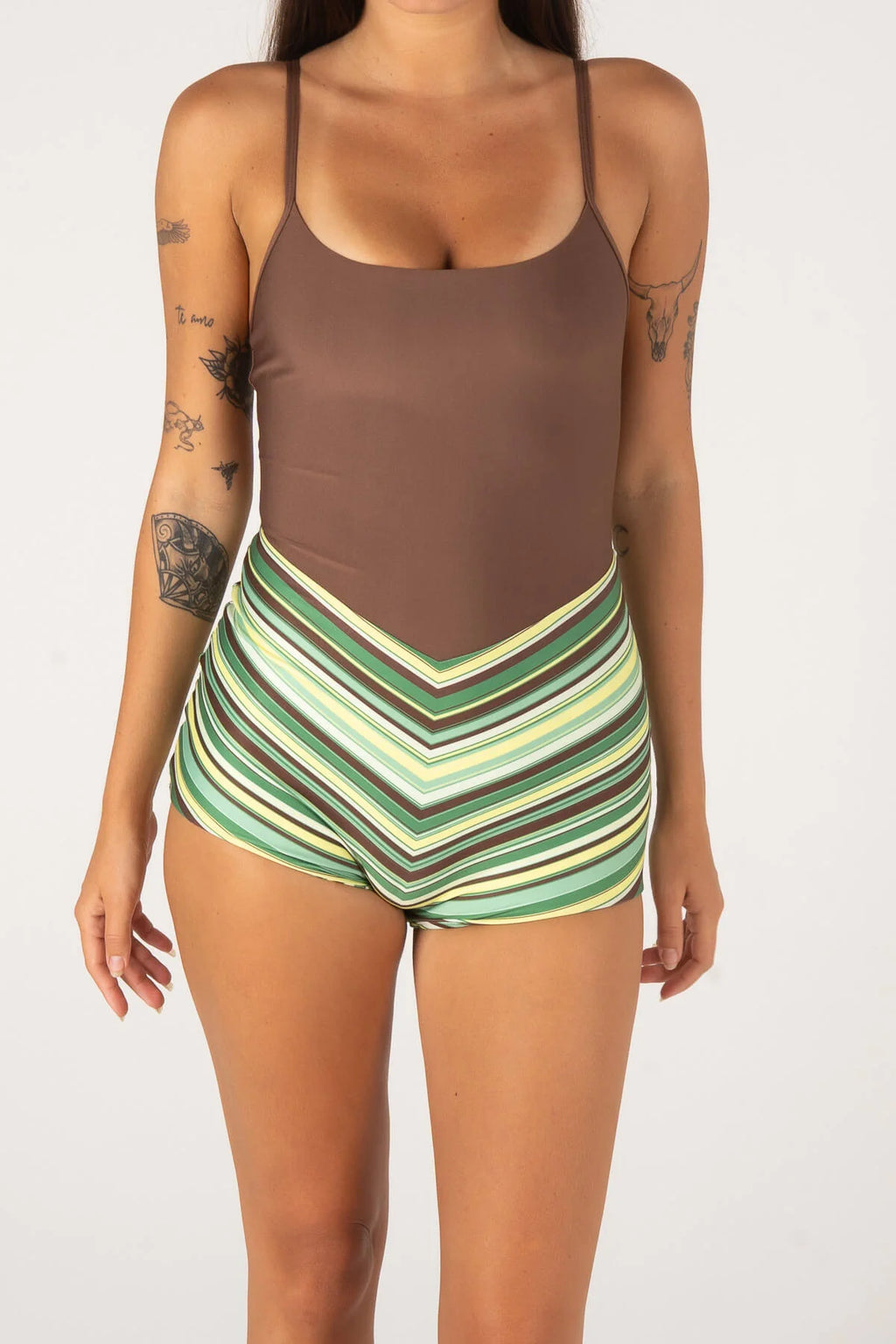 Inner Relm - Holiday Surf Suit - Green Stripe