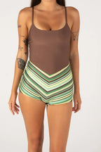 Inner Relm - Holiday Surf Suit - Green Stripe