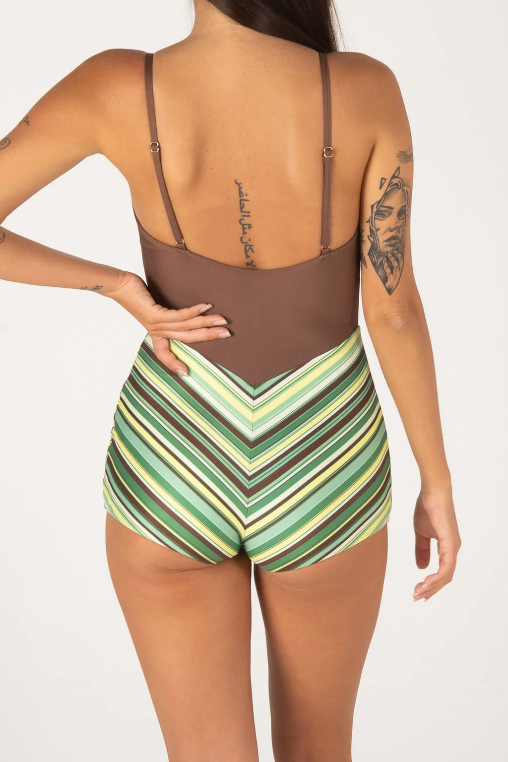 Inner Relm - Holiday Surf Suit - Green Stripe