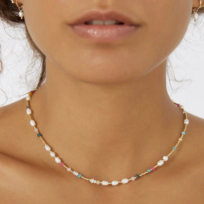 Arms Of Eve - Gemstone and Pearl Necklace