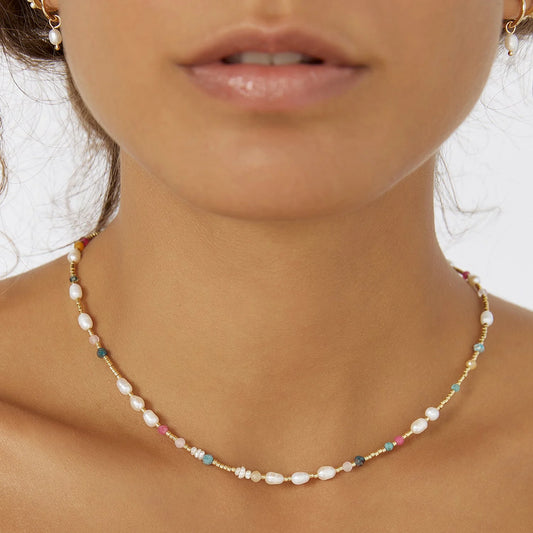 Arms Of Eve - Gemstone and Pearl Necklace