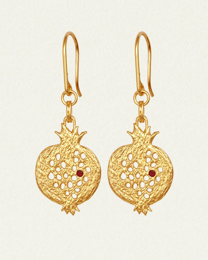 Temple Of The Sun - Pomegranate Earrings Gold