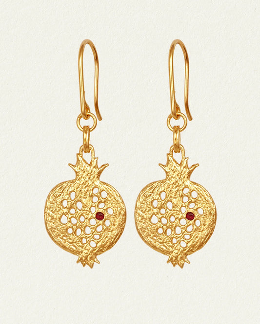 Temple Of The Sun - Pomegranate Earrings Gold
