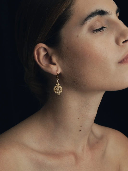 Temple Of The Sun - Pomegranate Earrings Gold