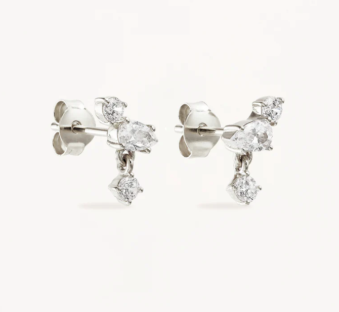 By Charlotte - No Rain, No Flowers Stud Earrings - Silver